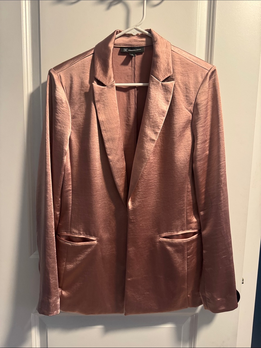 INC International Concepts Rose Satin Blazer - Dusty Rose Pink